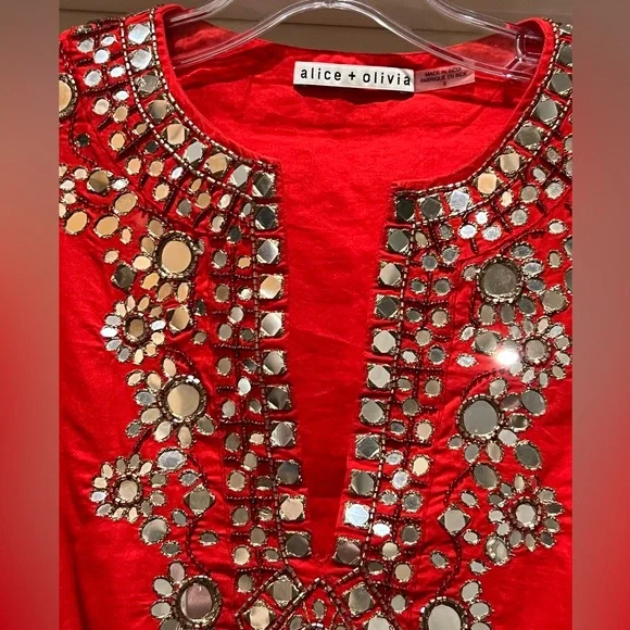 Alice and Olivia Mirrored Red Dress Sz 0 - Picture 3 of 6